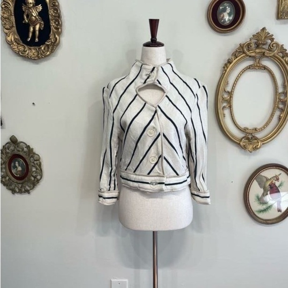 Vintage Callula Lillibelle Striped‎ Nautical Crop Jacket Size 10